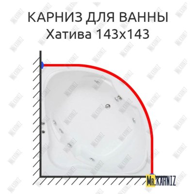 Карниз для ванны Bas Хатива 143х143 Усиленный 20 мм MrKARNIZ