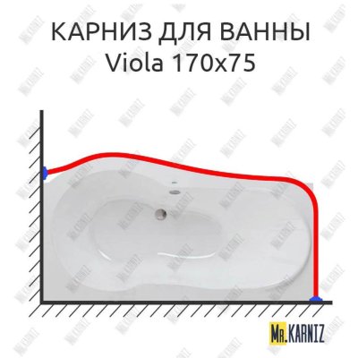 Карниз для ванны Polla Viola 170х75 Усиленный 20 мм MrKARNIZ