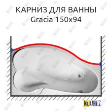 Карниз для ванны 1 MarKa Gracia Передний борт 150х94 Усиленный 25 мм MrKARNIZ